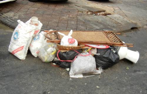 Pile of trash in the street